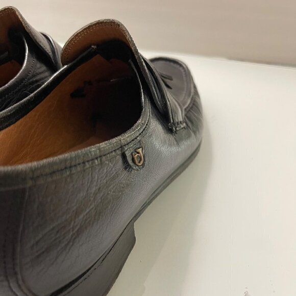 French Shriner Mens Vintage Black Leather Tassel Slip On Dress Loafer Shoes 7.5 main image 6